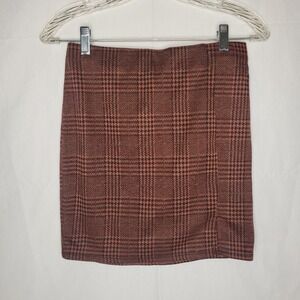 Heart & Hips Plaid Mini Skirt Brown Black Women's Size Medium